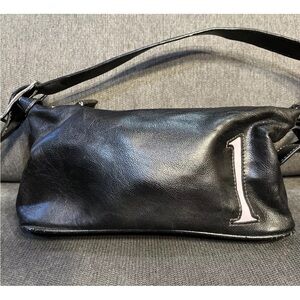 Vintage Liz Clairborne Black Handbag With # 1 In Purple Pink Y2K